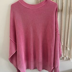 Aerie Pink Oversized Cozy Up Ribbed Sweater